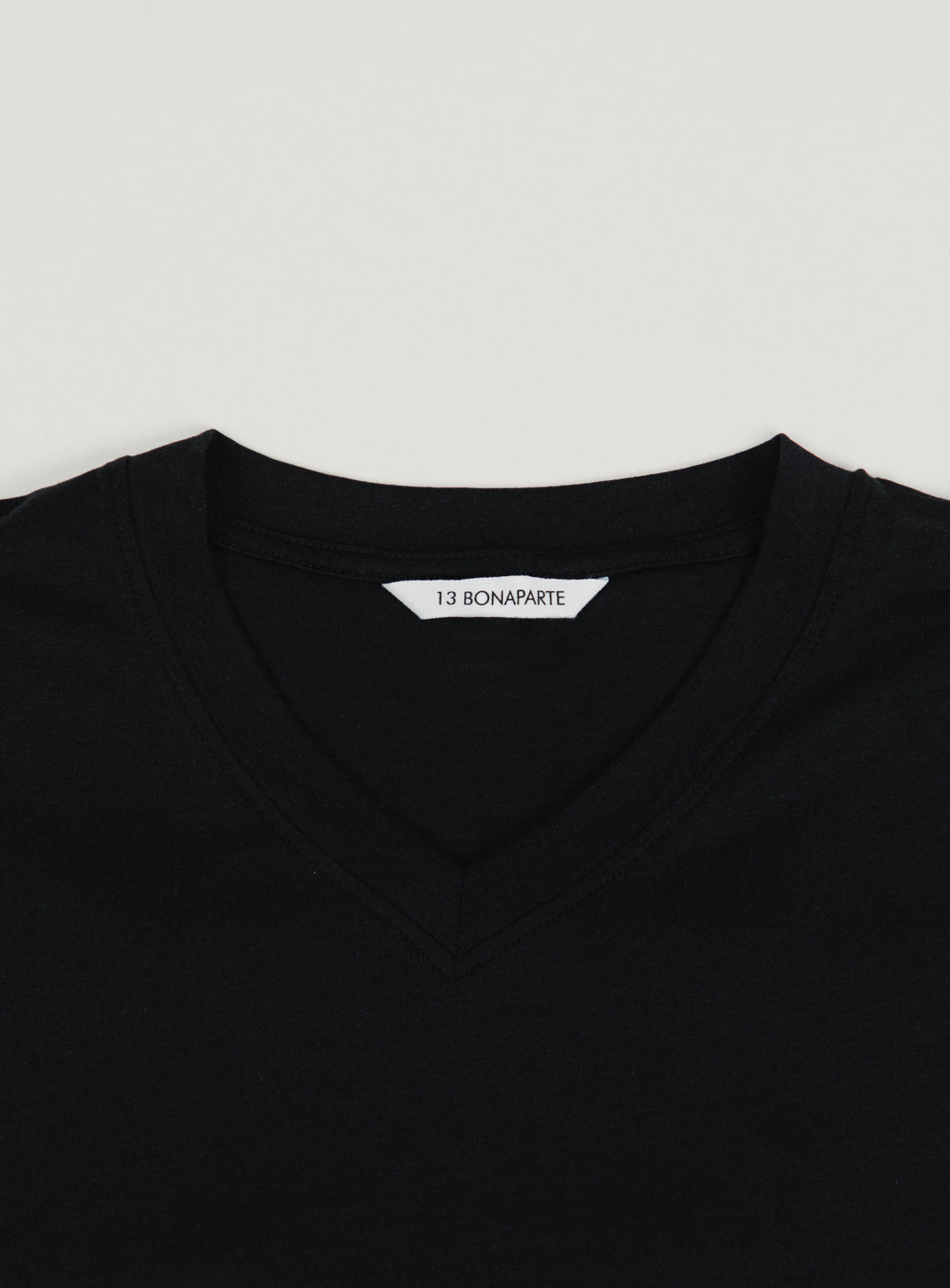 V Neck Short Sleeve T-Shirt in Black Eucalyptus & Cotton