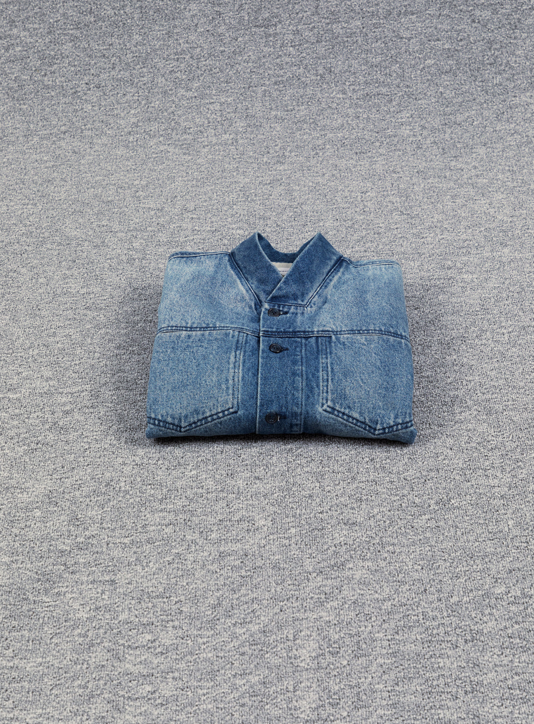 False Collar Jacket in Stone Denim