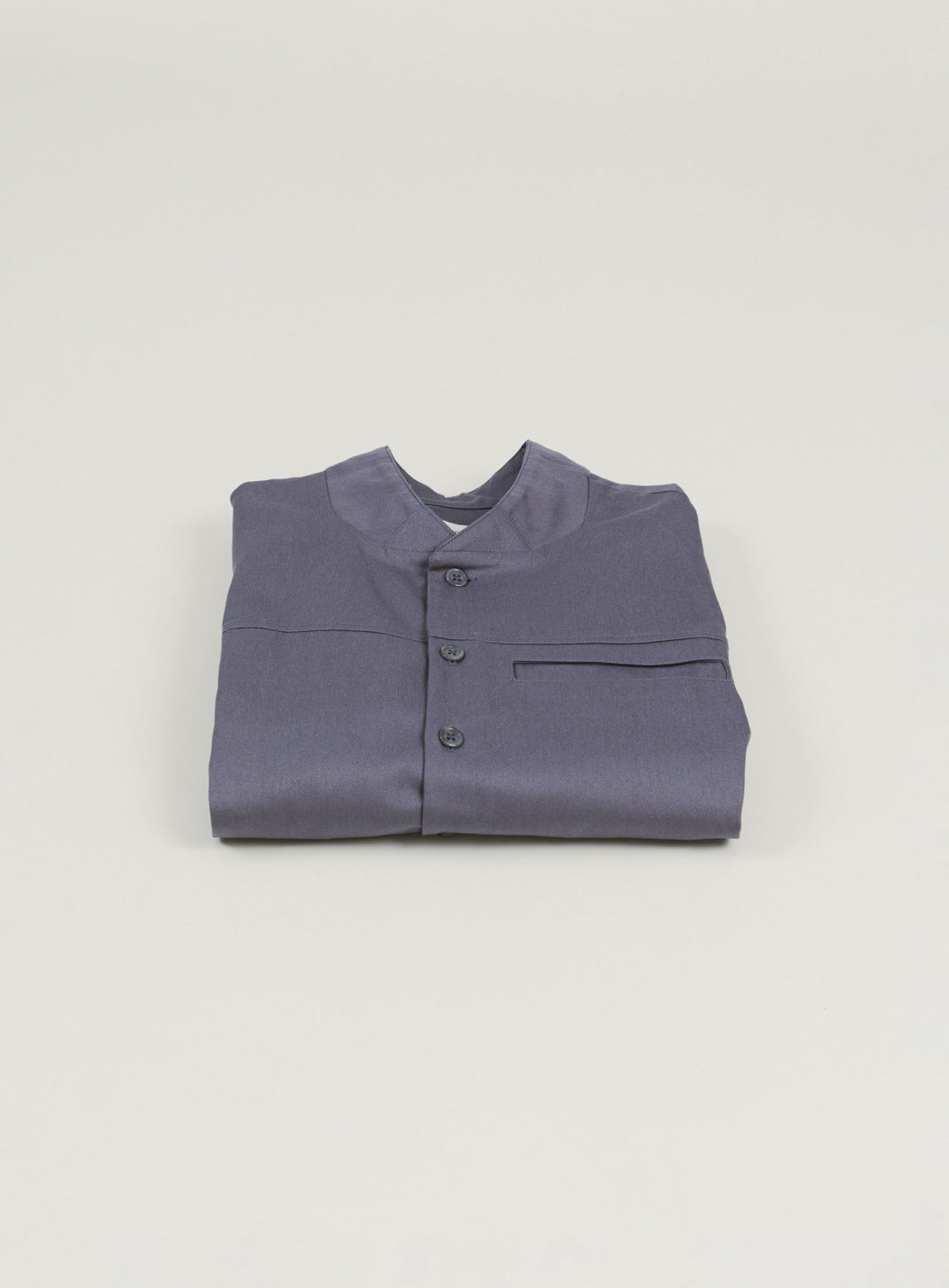 Murano Collar Overshirt in Grey Cotton Gabardine