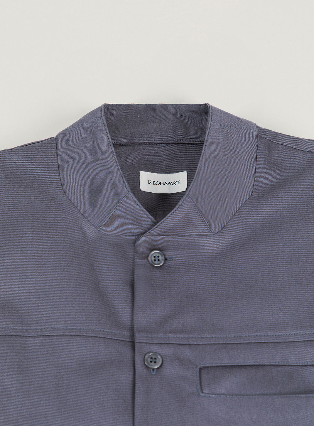 Murano Collar Overshirt in Grey Cotton Gabardine