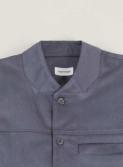 Murano Collar Overshirt in Grey Cotton Gabardine