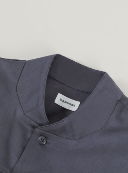 Murano Collar Overshirt in Grey Cotton Gabardine