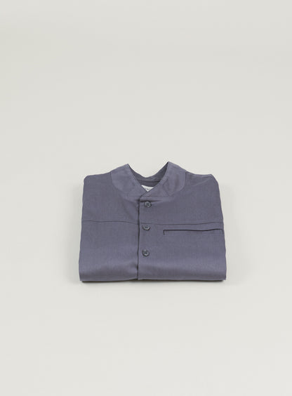 Murano Collar Overshirt in Grey Cotton Gabardine