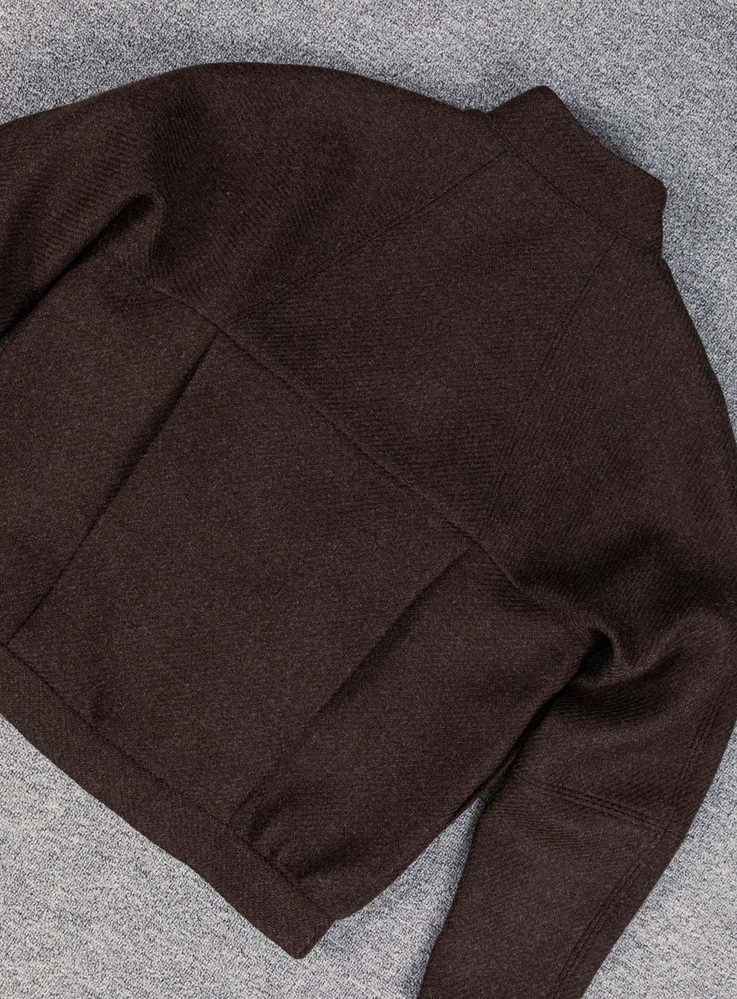 Bomber Jacket with Origami Collar in Chocolate Italian Wool