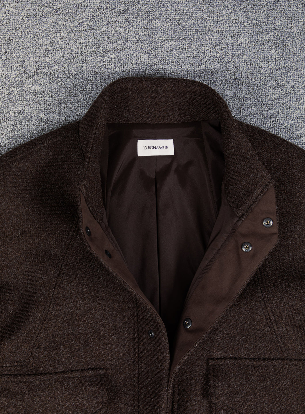 Bomber Jacket with Origami Collar in Chocolate Italian Wool