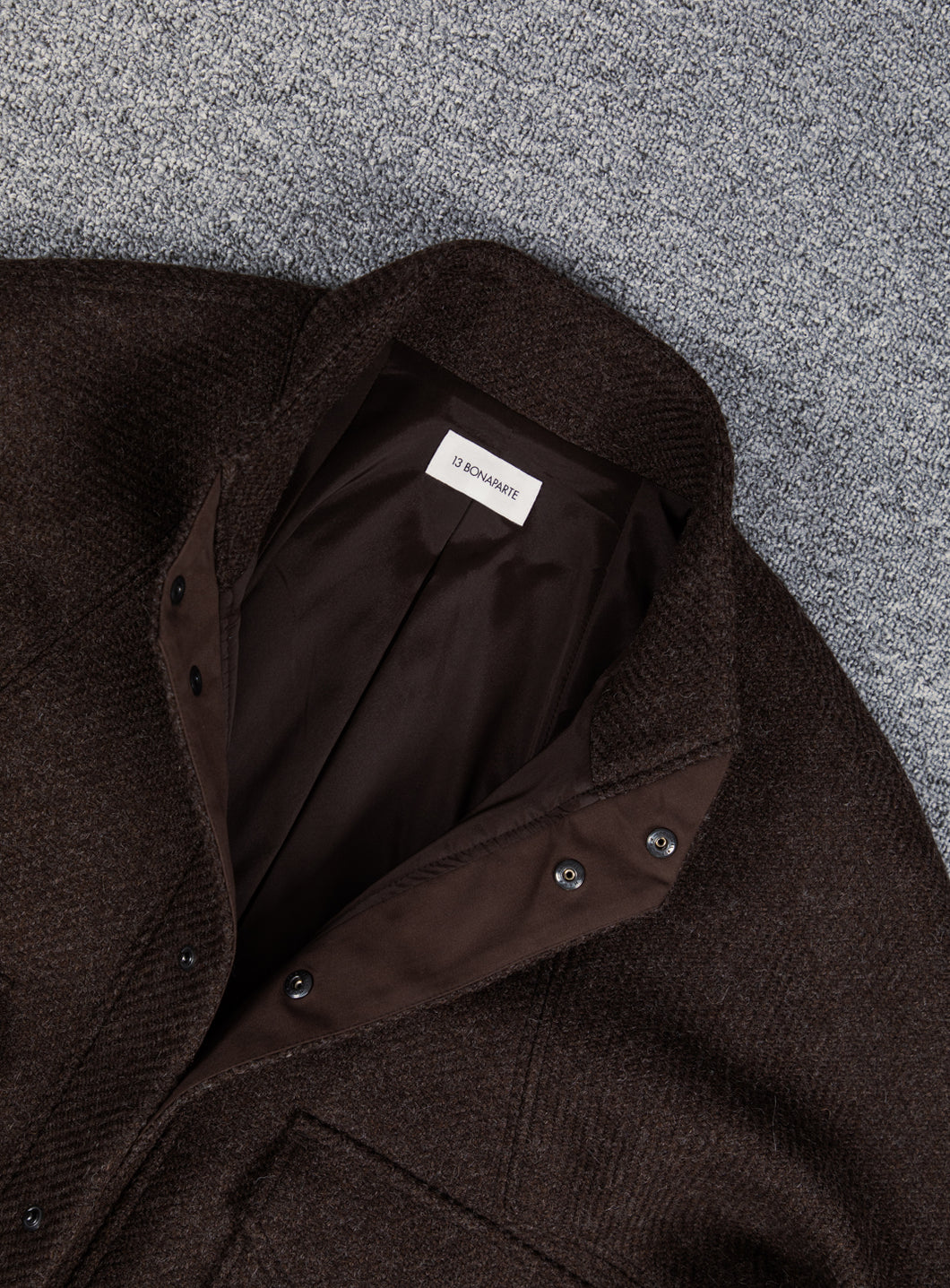 Bomber Jacket with Origami Collar in Chocolate Italian Wool