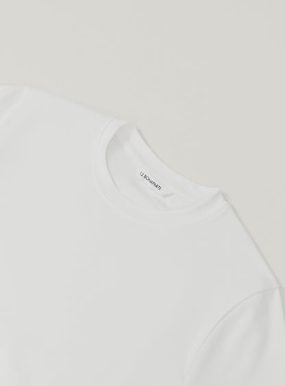 Short Sleeve T-Shirt in White Cotton & Elastane