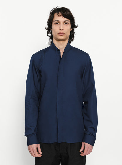 Origami Collar Shirt in Navy Blue Poplin