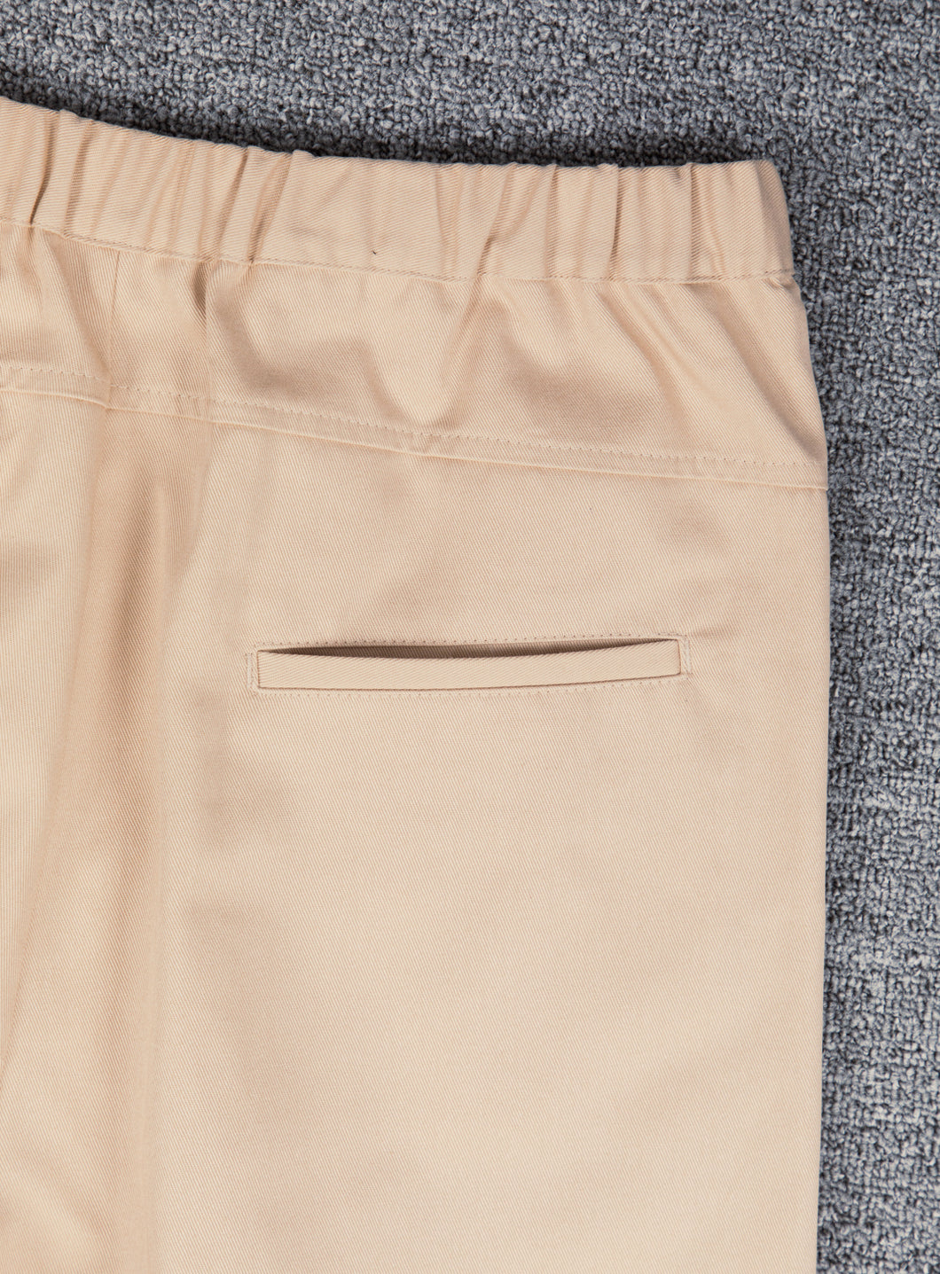 Elastic Waist Pants with Deep Pleats in Ecru Cotton Gabardine