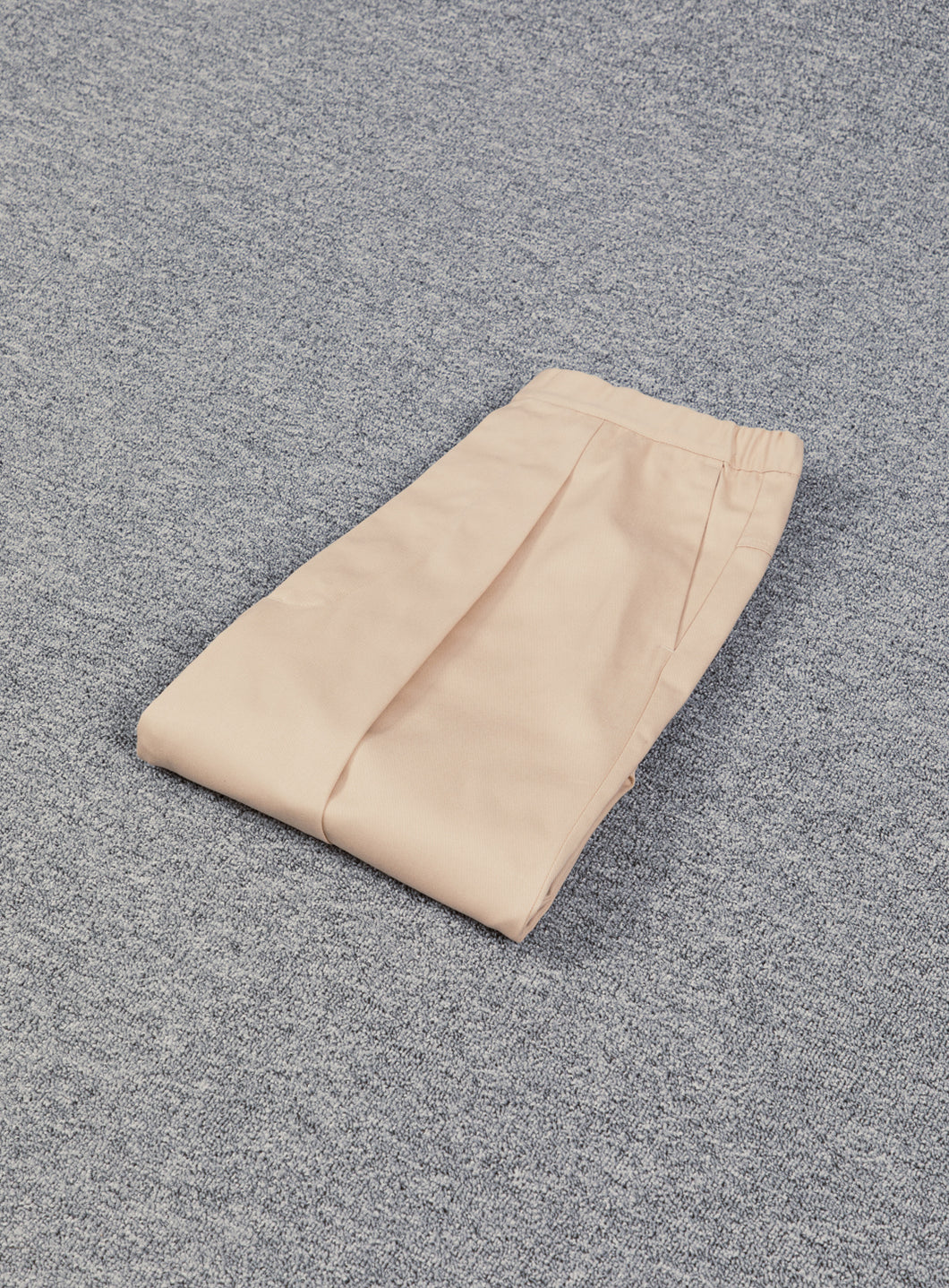 Elastic Waist Pants with Deep Pleats in Ecru Cotton Gabardine