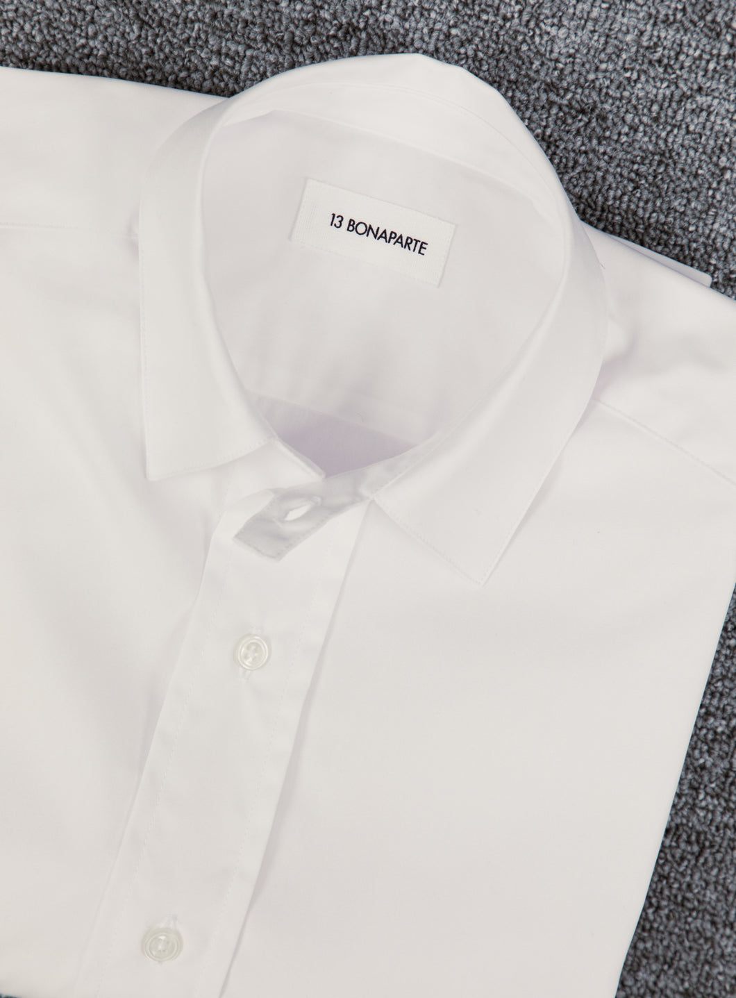 Shirt with Collar Tab in White Poplin