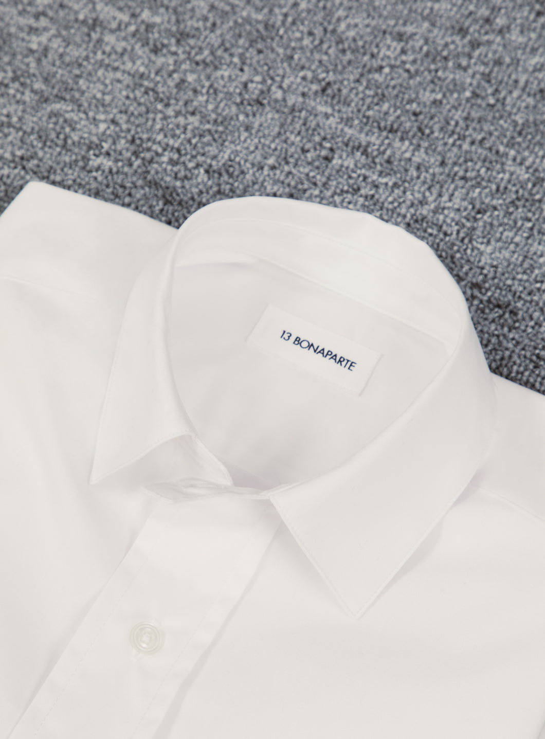 Shirt with Collar Tab in White Poplin