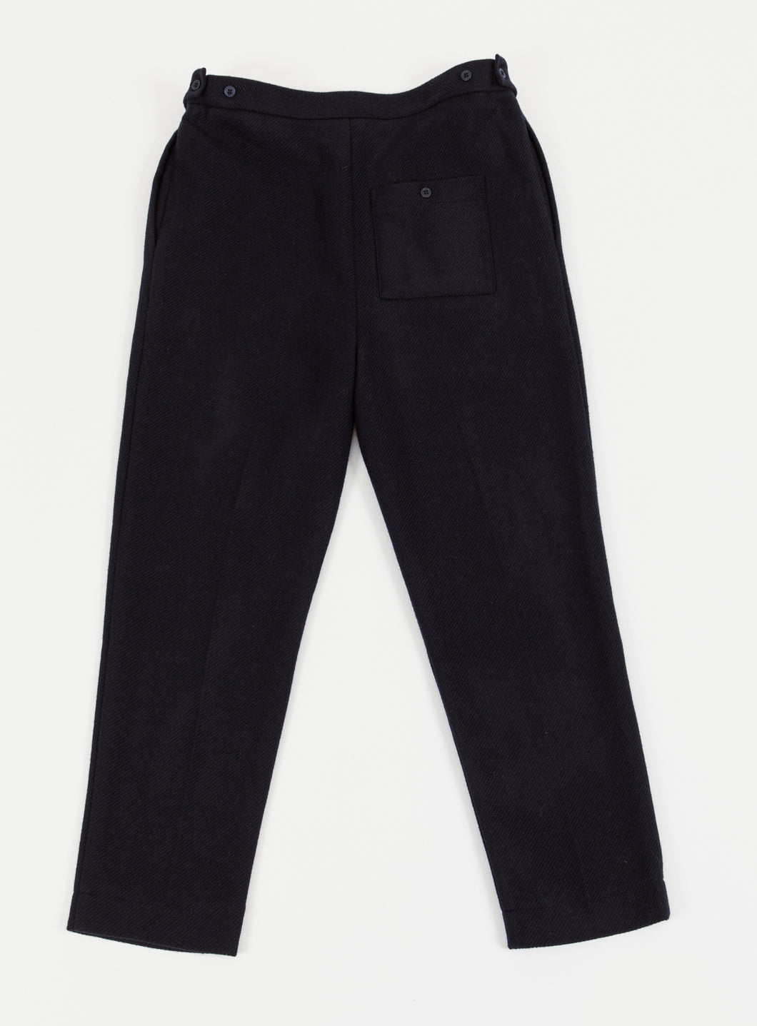 Pleated Pants in Navy Blue Carded Wool