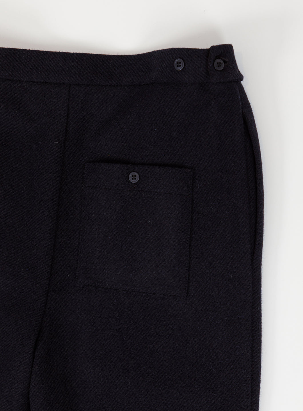 Pleated Pants in Navy Blue Carded Wool