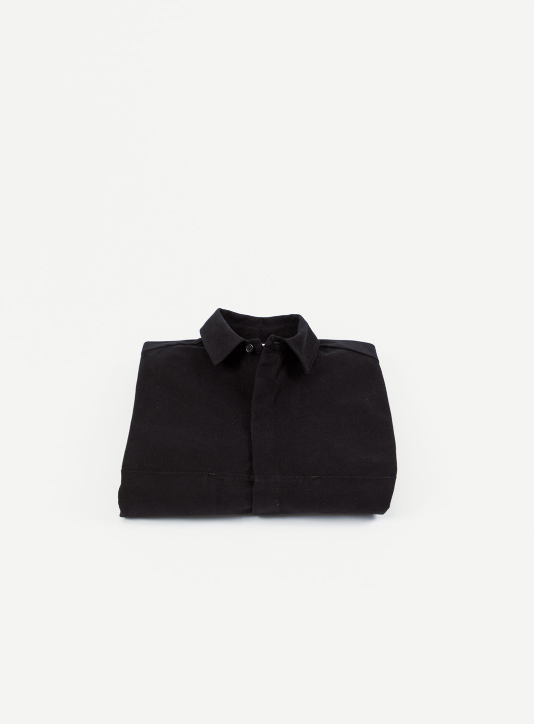 Overshirt with Front Cuts in Black Canvas