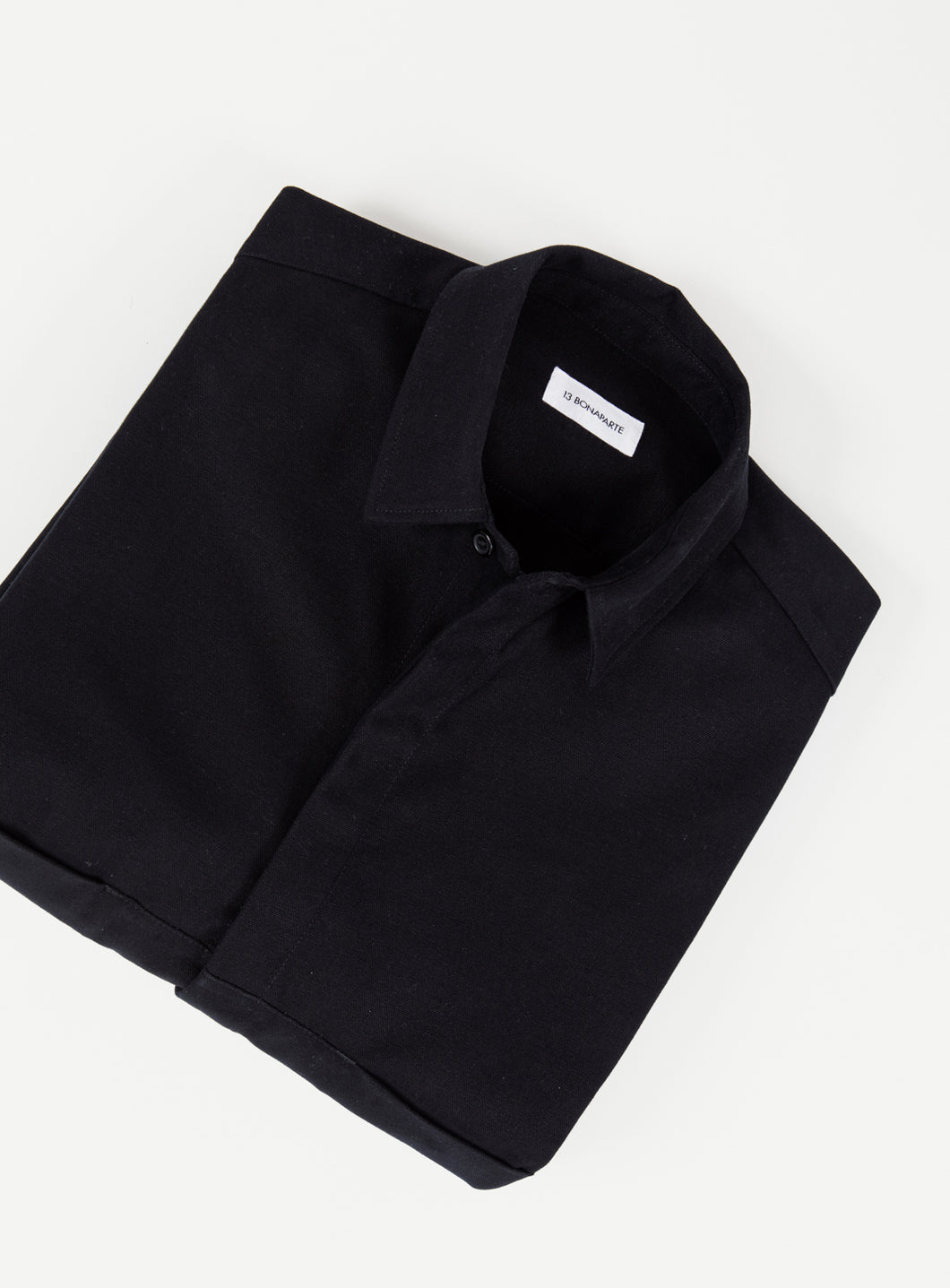 Overshirt with Front Cuts in Black Canvas