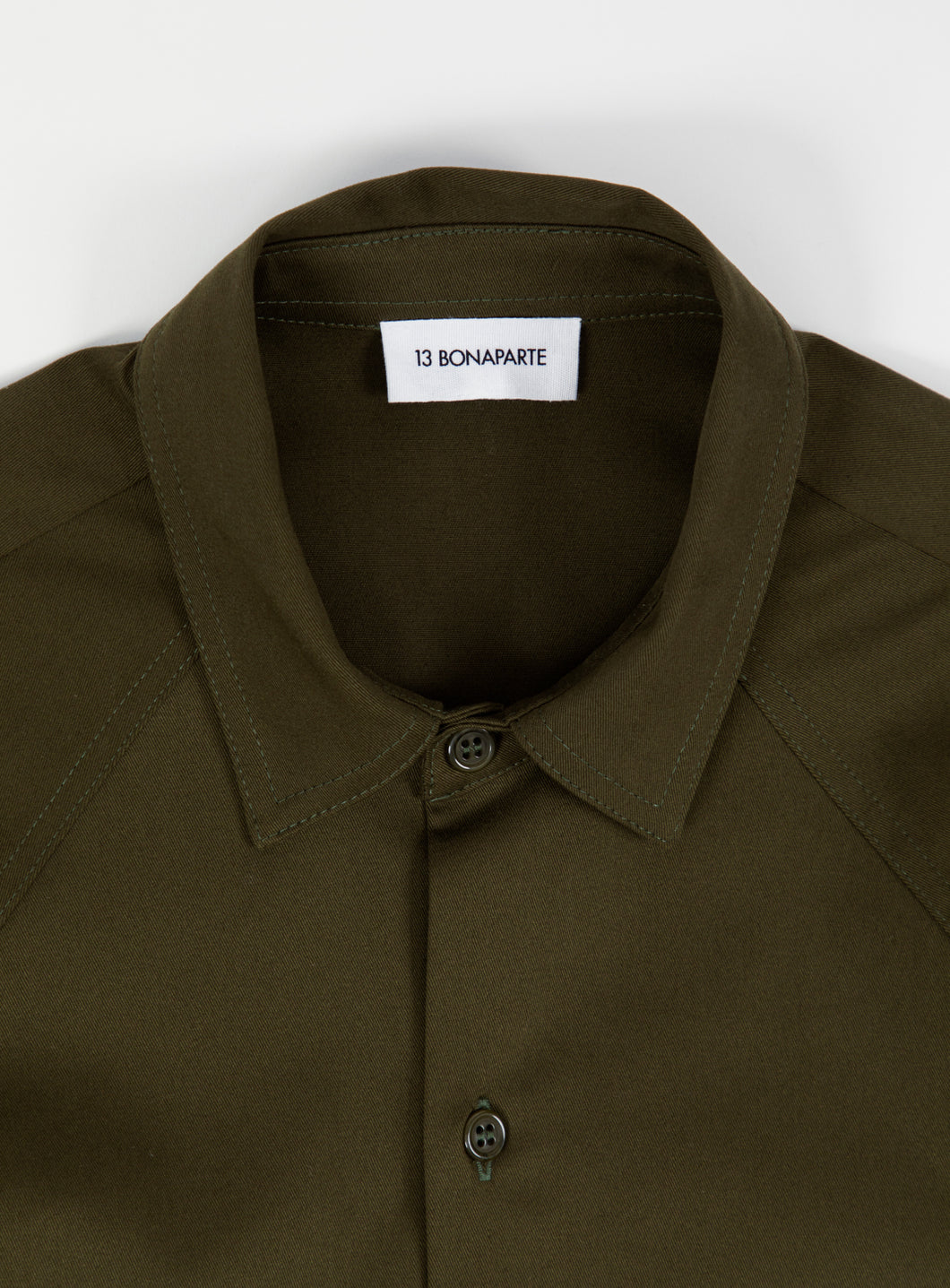 Raglan Sleeve Overshirt in Olive Cotton Gabardine