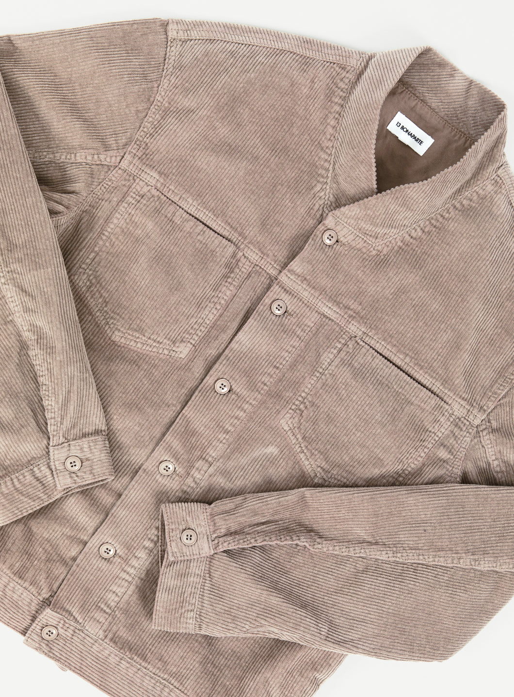 False Collar Jacket in Taupe Corduroy