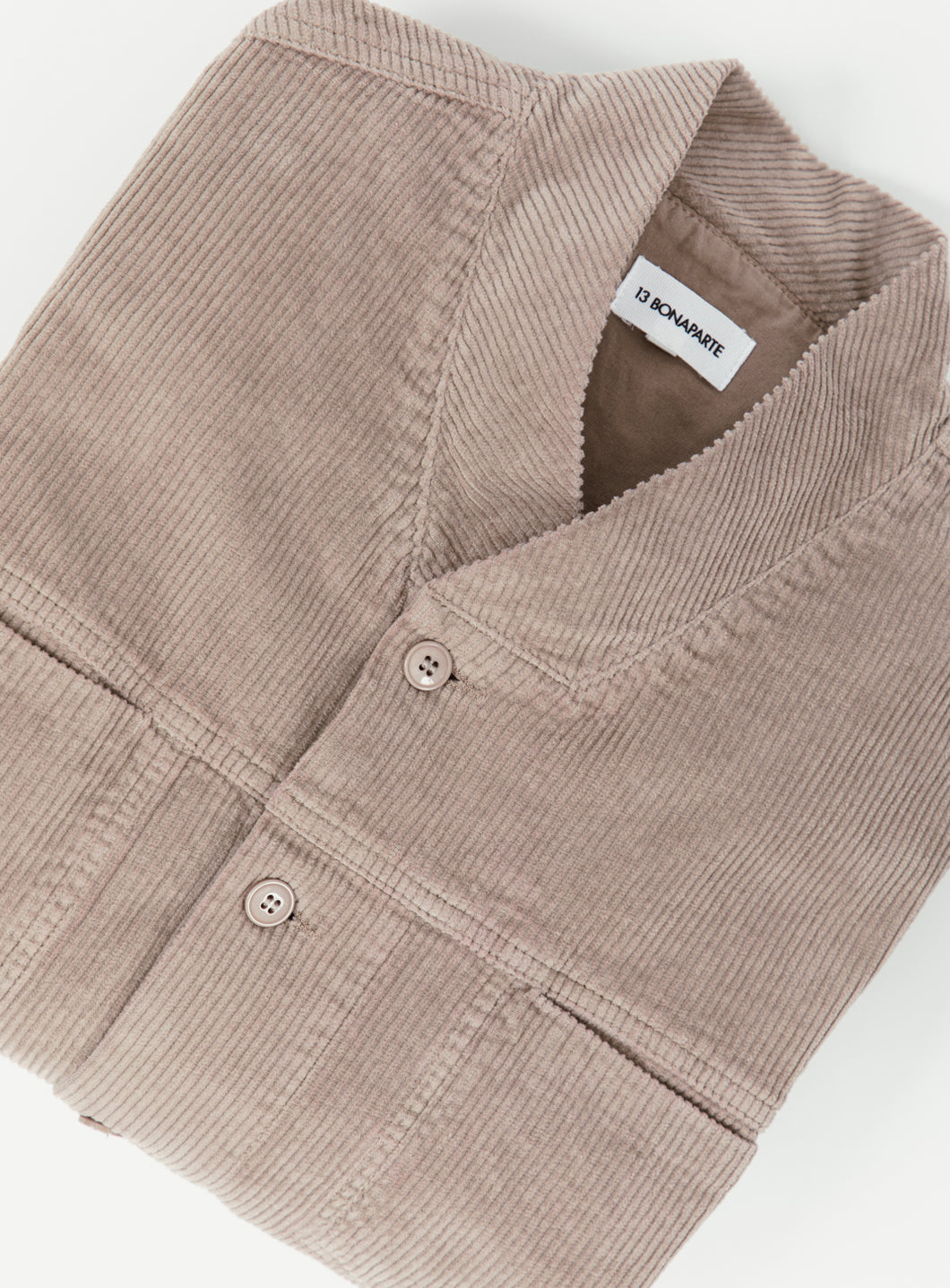 False Collar Jacket in Taupe Corduroy