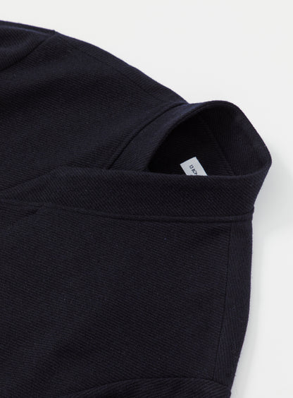 Kimono Bomber Jacket in Navy Blue Carded Wool