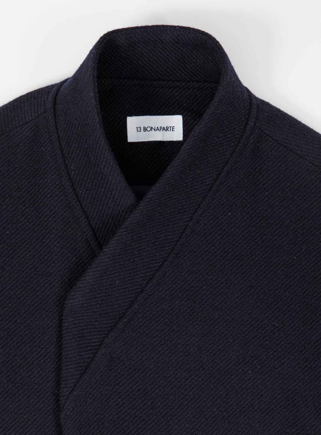 Kimono Bomber Jacket in Navy Blue Carded Wool