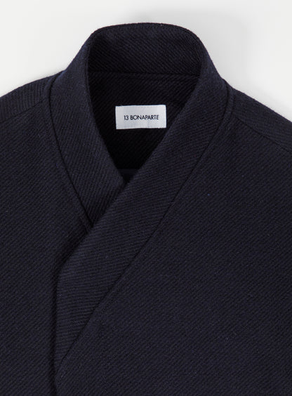 Kimono Bomber Jacket in Navy Blue Carded Wool