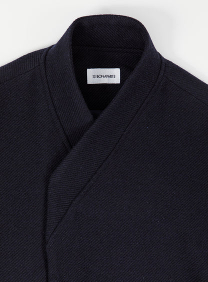 Kimono Bomber Jacket in Navy Blue Carded Wool