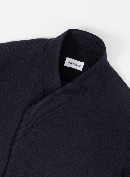 Kimono Bomber Jacket in Navy Blue Carded Wool