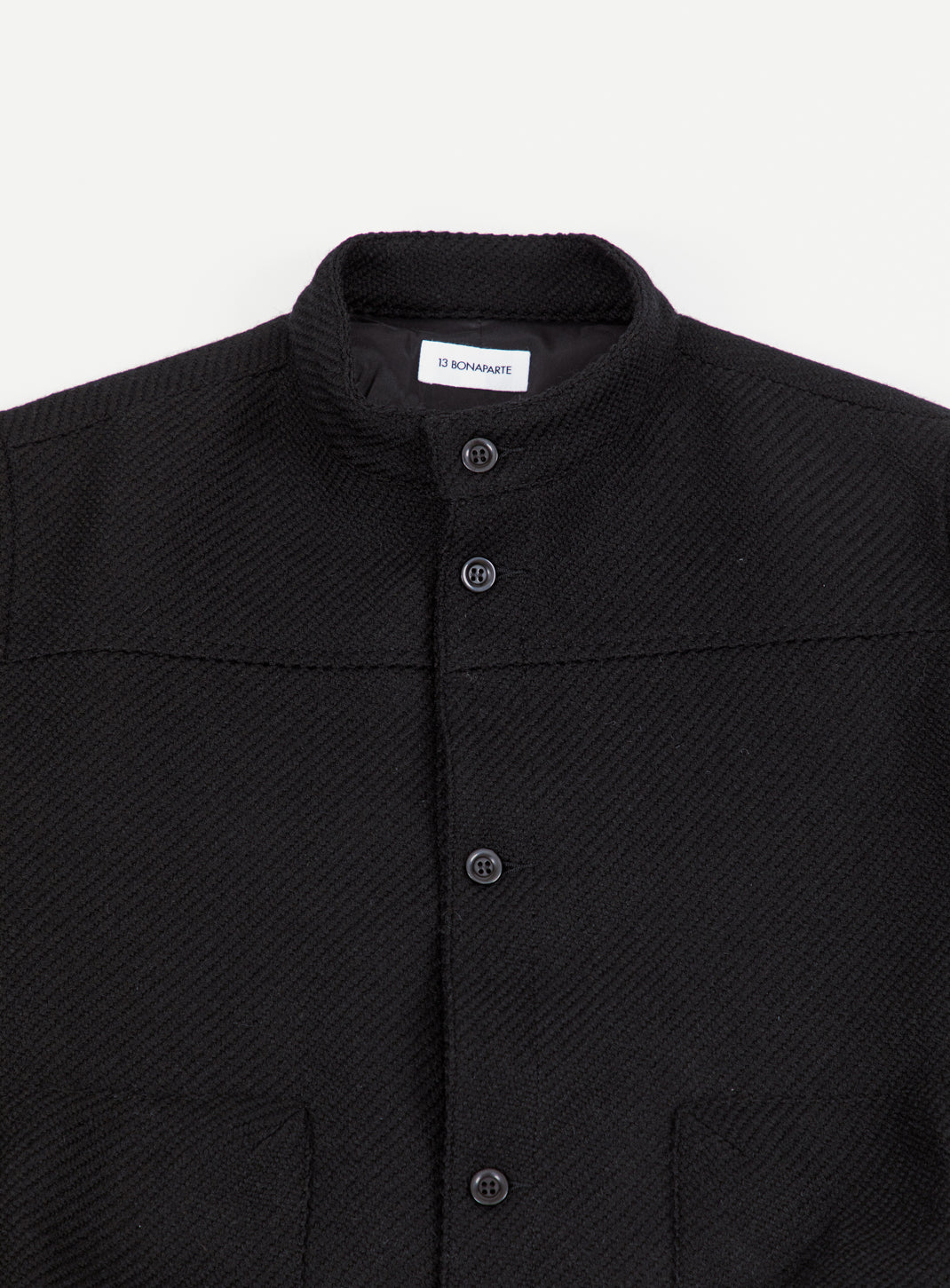 Bomber Jacket with Envelope Pockets in Black 100% Italian Wool