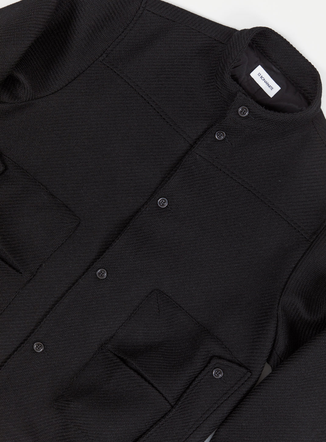 Bomber Jacket with Envelope Pockets in Black 100% Italian Wool