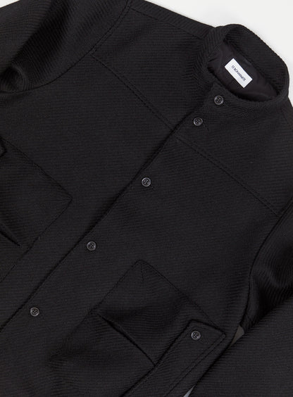 Bomber Jacket with Envelope Pockets in Black 100% Italian Wool