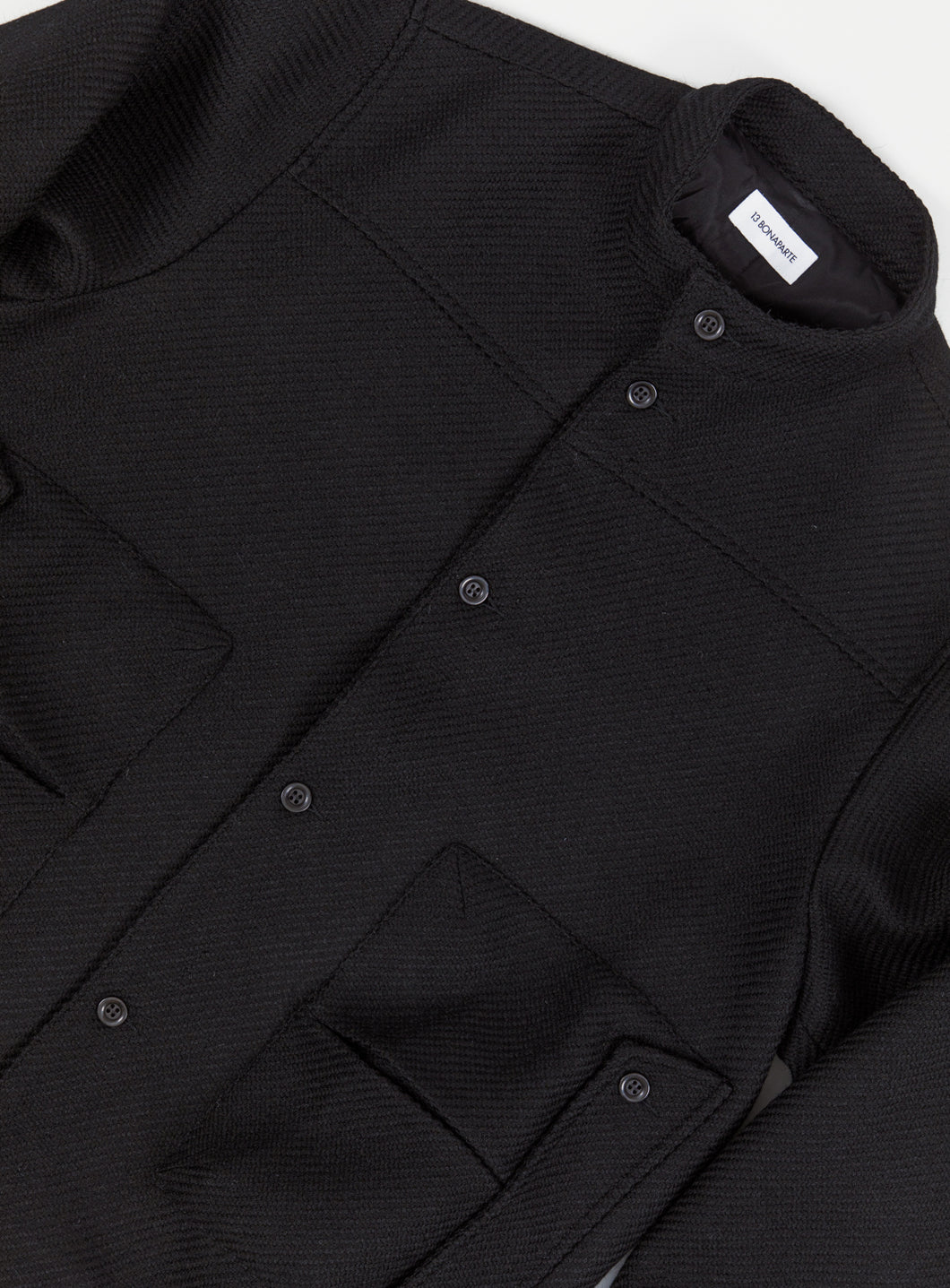 Bomber Jacket with Envelope Pockets in Black Italian Wool