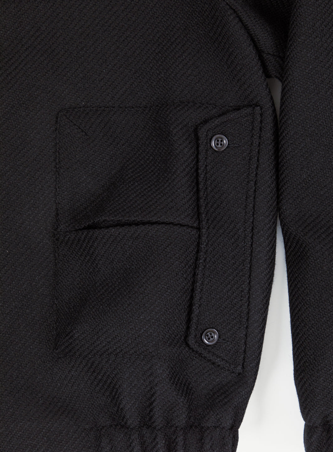 Bomber Jacket with Envelope Pockets in Black 100% Italian Wool