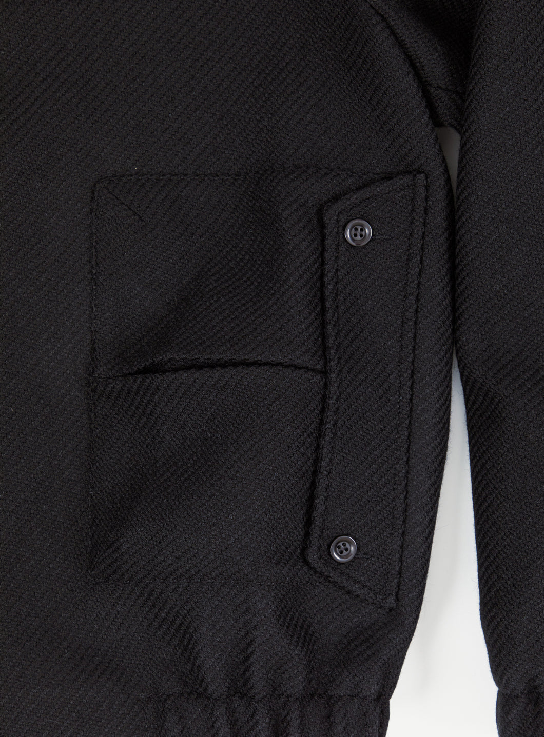 Bomber Jacket with Envelope Pockets in Black Italian Wool