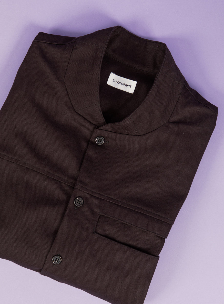 Murano Collar Overshirt in Iris Cotton Gabardine