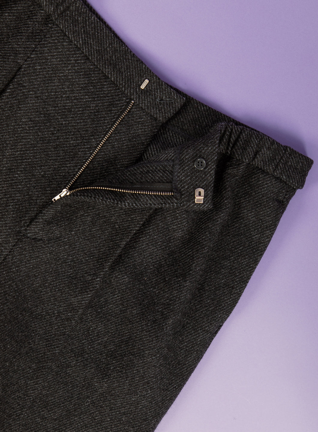 Pleated Pants in Heather Grey Carded Wool