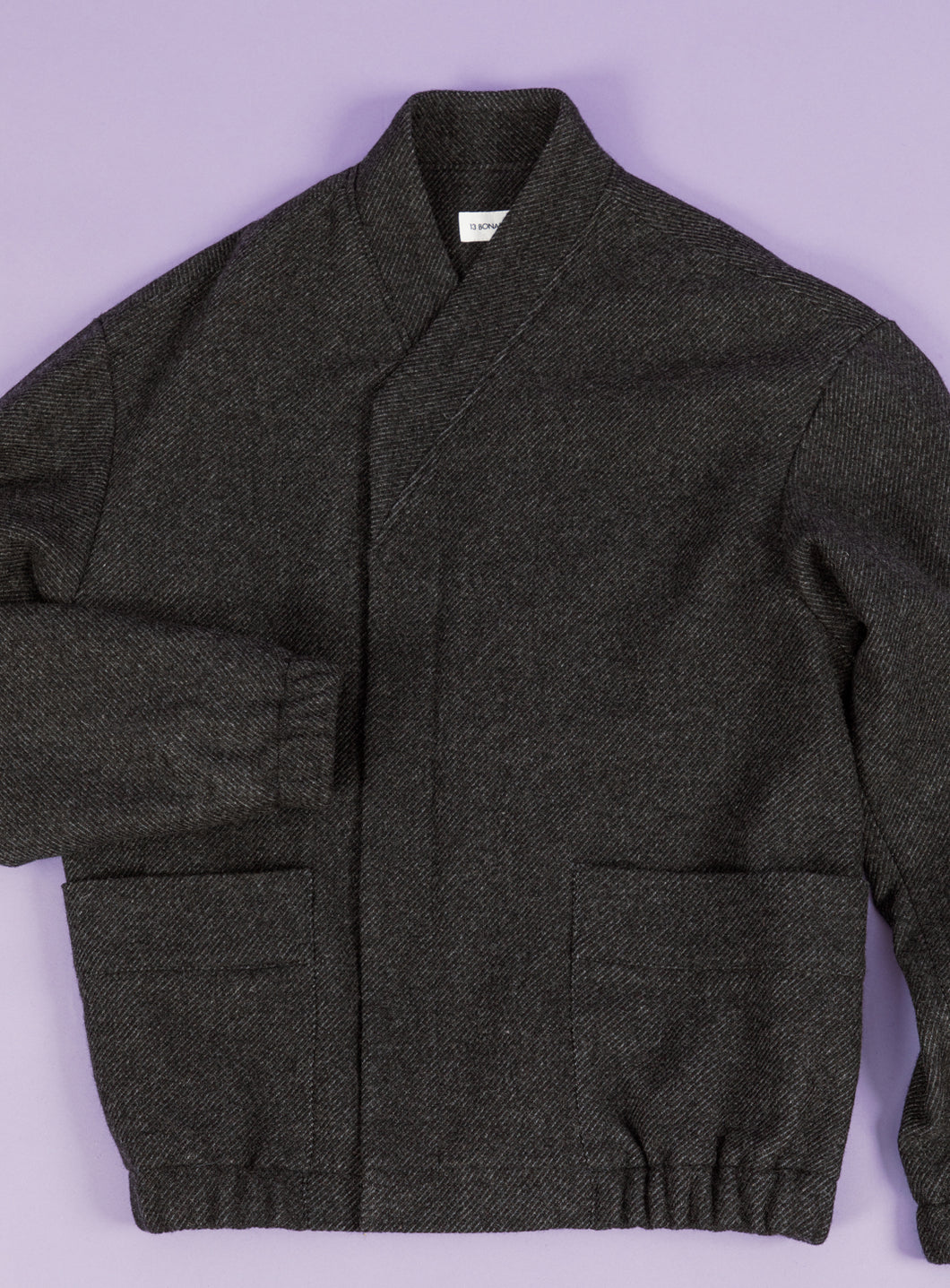 Kimono Bomber Jacket in Heather Dark Grey Carded Wool