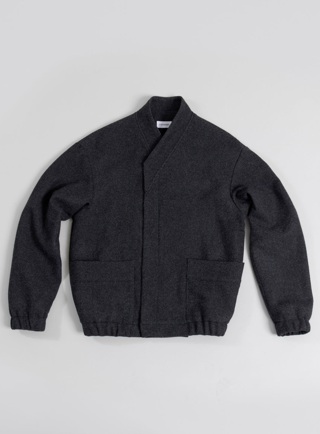 Kimono Bomber Jacket in Dark Gray Carded Wool