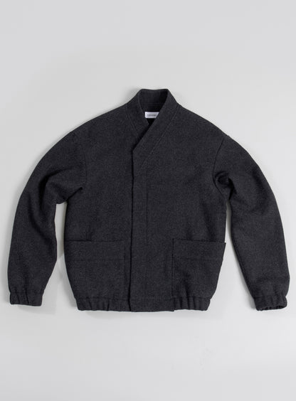 Kimono Bomber Jacket in Dark Gray Carded Wool