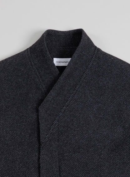 Kimono Bomber Jacket in Dark Gray Carded Wool