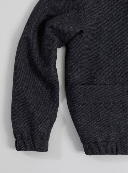 Kimono Bomber Jacket in Dark Gray Carded Wool