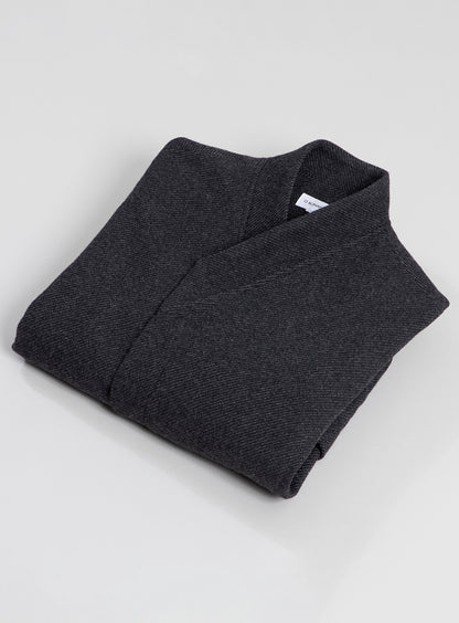Kimono Bomber Jacket in Dark Gray Carded Wool