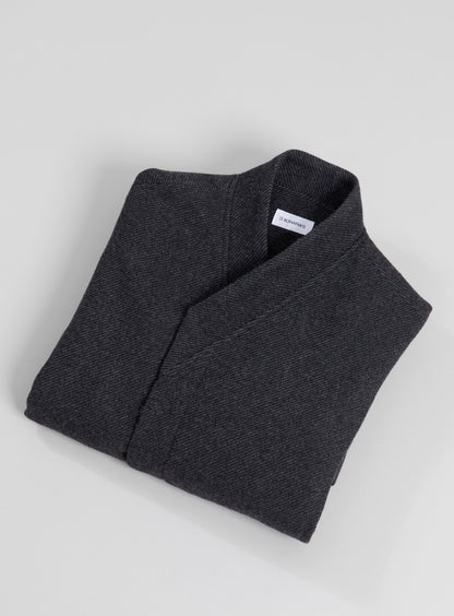 Kimono Bomber Jacket in Dark Gray Carded Wool