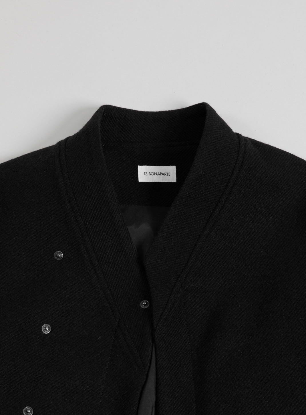 Kimono Bomber Jacket in Black Carded Wool