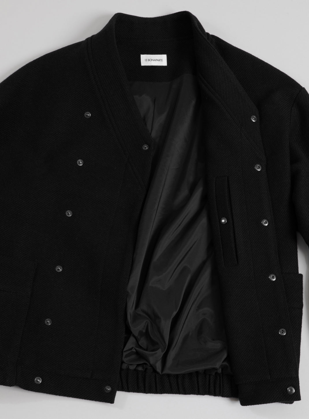 Kimono Bomber Jacket in Black Carded Wool