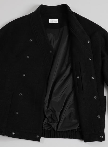 Kimono Bomber Jacket in Black Carded Wool