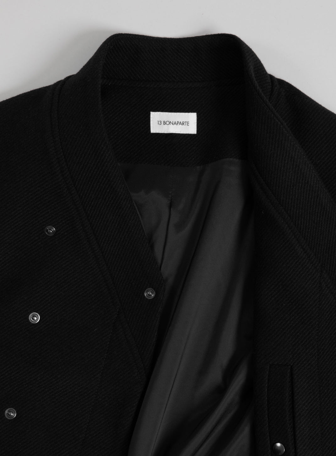 Kimono Bomber Jacket in Black Carded Wool