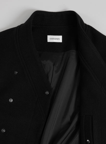 Kimono Bomber Jacket in Black Carded Wool