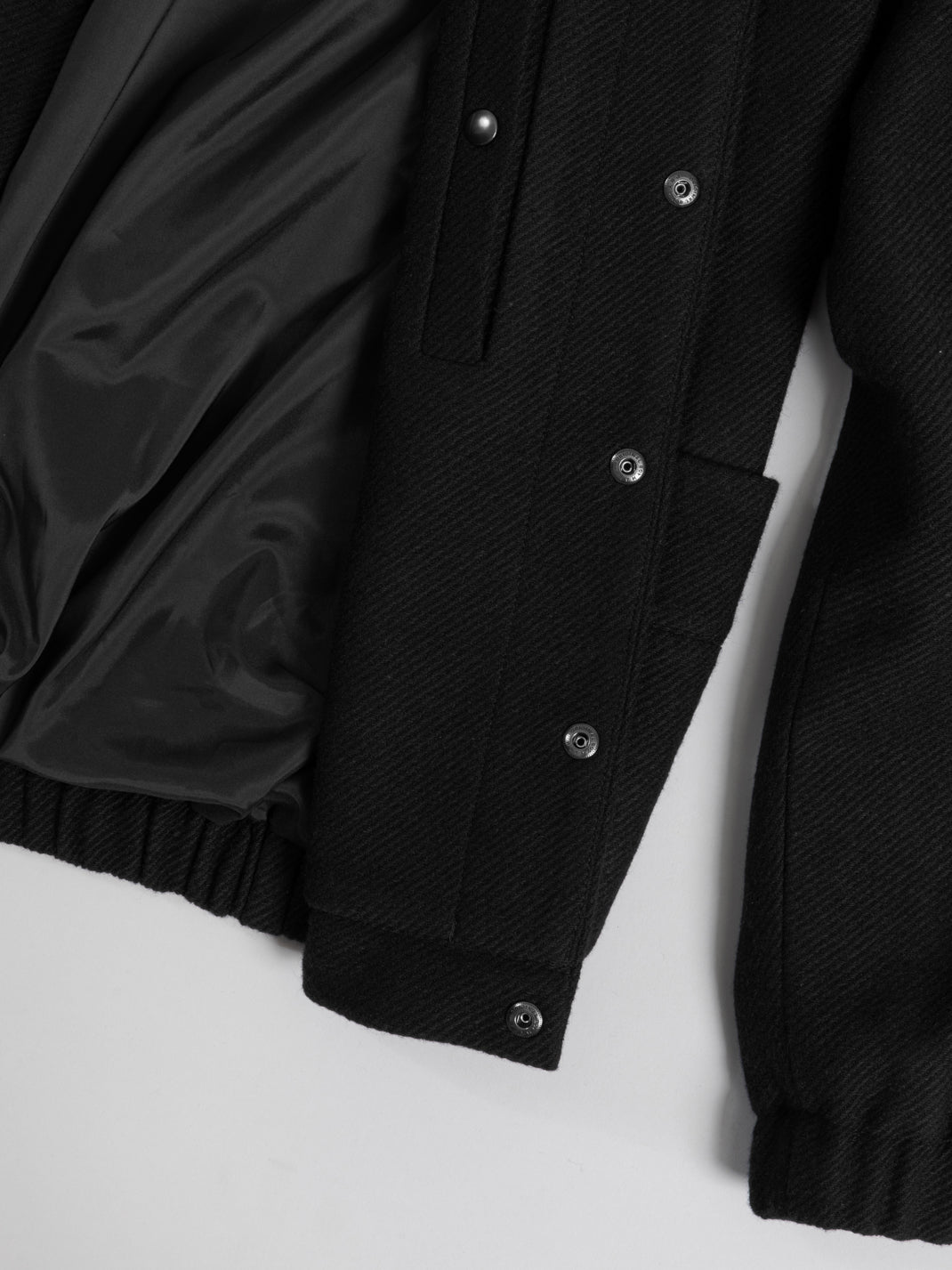 Kimono Bomber Jacket in Black Carded Wool