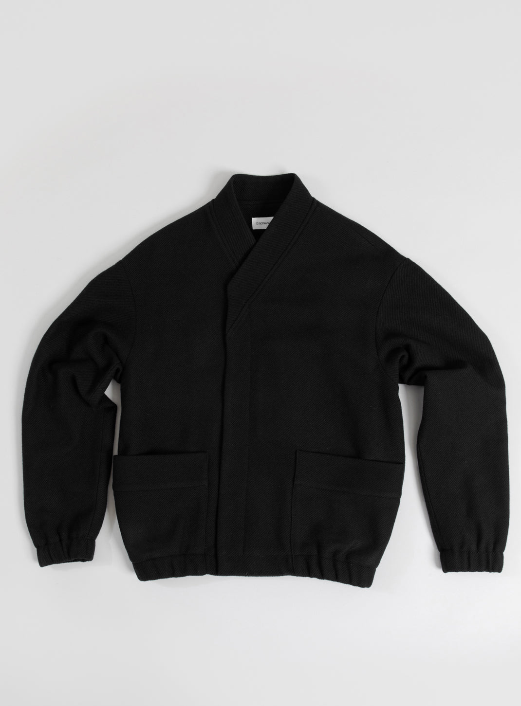 Kimono Bomber Jacket in Black Carded Wool